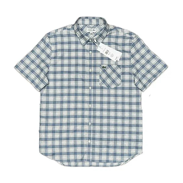 Áo Sơ Mi Cộc Tay Nam Lacoste Men's Short Sleeve Shirt Màu Kẻ Xanh Size 38 - Thời trang - Vua Hàng Hiệu