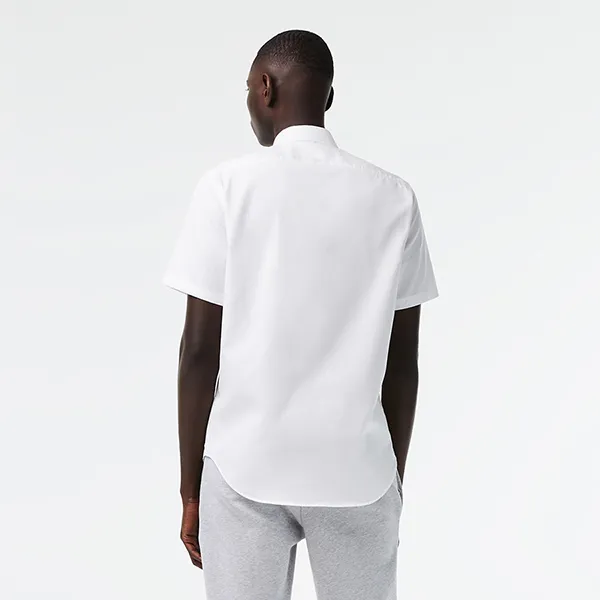Áo Sơ Mi Cộc Tay Nam Lacoste Regular Fit Solid Cotton Shirt CH8528 51 001 Màu Trắng Size 38