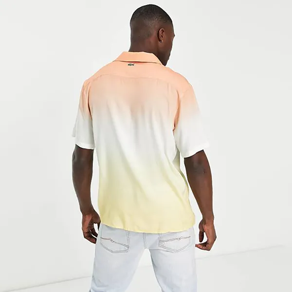 Áo Sơ Mi Cộc Tay Nam Lacoste Tie Dye Shirt In Peach Màu Vàng Cam Size XS