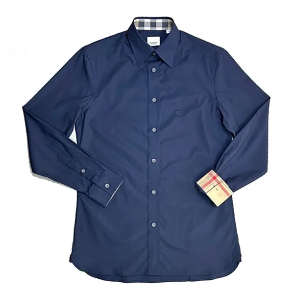 Áo Sơ Mi Dài Tay Nam Burberry Check Shirt Màu Xanh Navy Size L