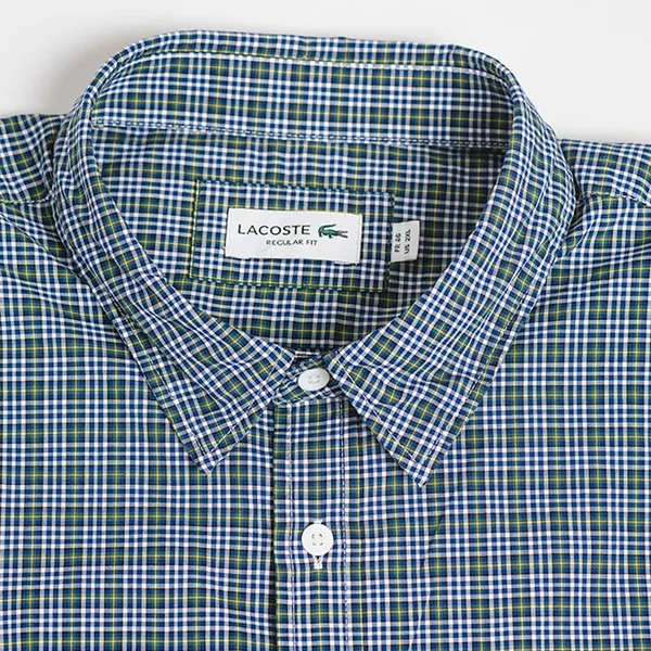 Áo Sơ Mi Dài Tay Nam Lacoste Regular Fit Check CH0193 TAV Màu Xanh Lá Size 38