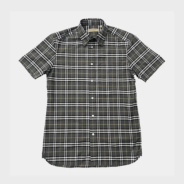Áo Sơ Mi Nam Burberry BBR Short Sleeve 8008424 Màu Xám Kẻ Size XS