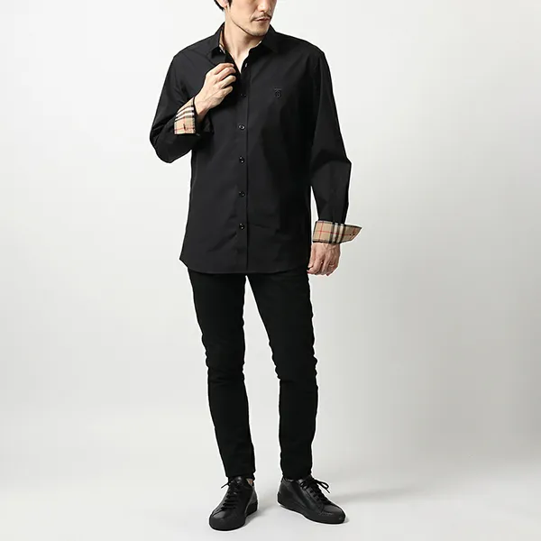 Áo Sơ Mi Nam Burberry Cotton Poplin Shirt 8032305 Màu Đen Size XS