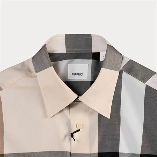 Áo Sơ Mi Cộc Tay Nam Burberry SS Claverdon Modern Beige Phối Màu Size XS - Thời trang - Vua Hàng Hiệu