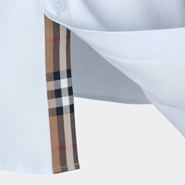 Áo Sơ Mi Nam Burberry Stretch Cotton Shirt In Blue 8091435 Màu Xanh Nhạt Size XS