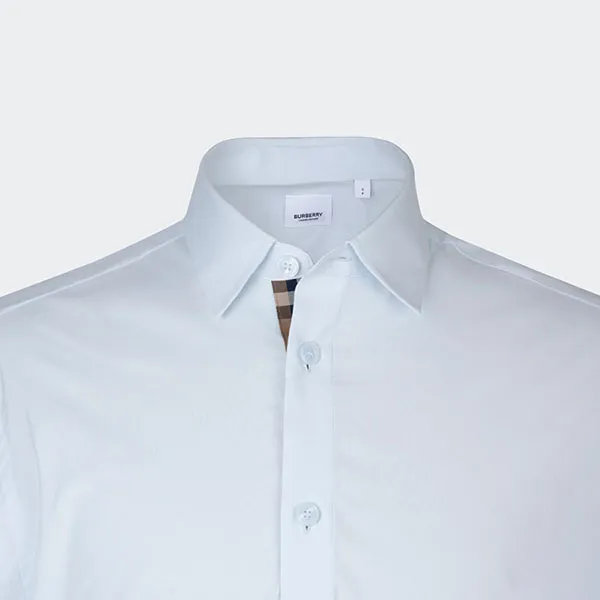 Áo Sơ Mi Nam Burberry Stretch Cotton Shirt In Blue 8091435 Màu Xanh Nhạt Size XS
