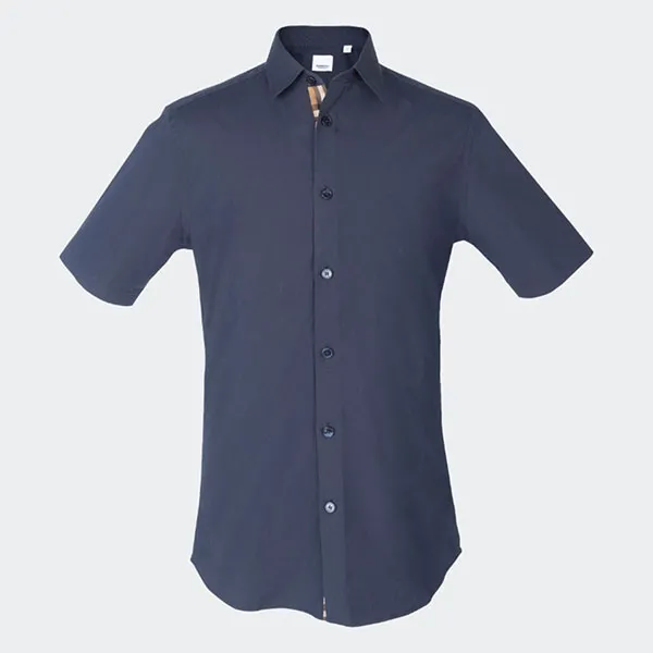 Áo Sơ Mi Nam Burberry Stretch Cotton Shirt In Navy 8091436 Màu Xanh Navy Size S