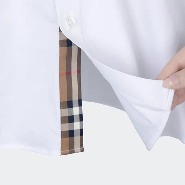 Áo Sơ Mi Nam Burberry Stretch Cotton Shirt In White 8091437 Màu Trắng Size S