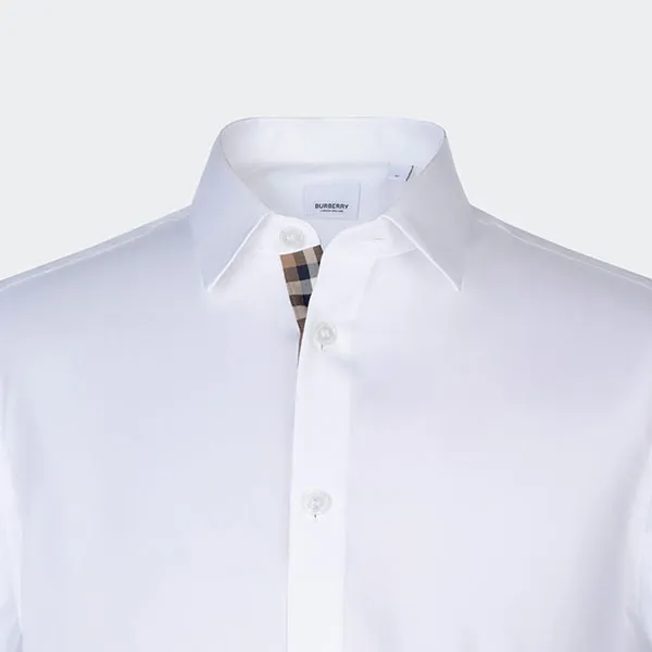 Áo Sơ Mi Nam Burberry Stretch Cotton Shirt In White 8091437 Màu Trắng Size S