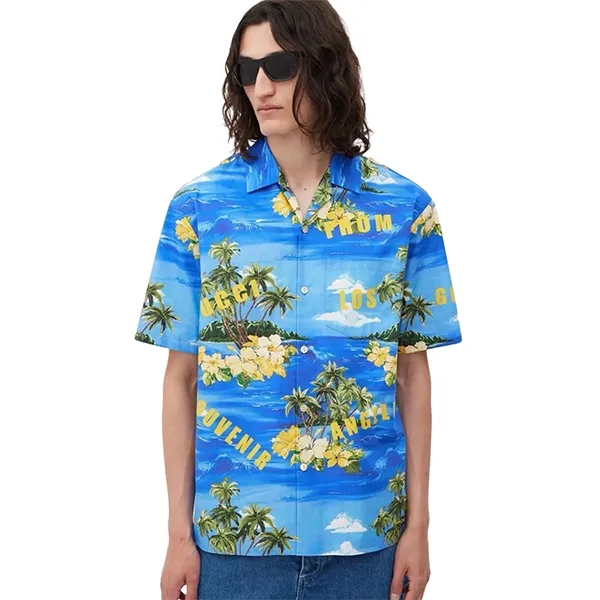 Áo Sơ Mi Nam Gucci Printed Hawaiian Poplin Los Angeles Palm Tree Bowling Shirt Màu Xanh - Vàng Size XS - Thời trang - Vua Hàng Hiệu