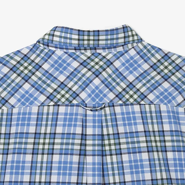 Áo Sơ Mi Nam Lacoste Lacoste Organic Cotton Regular Fit Checked Shirt CH0174-53G FYF Màu Xanh Kẻ Size 38