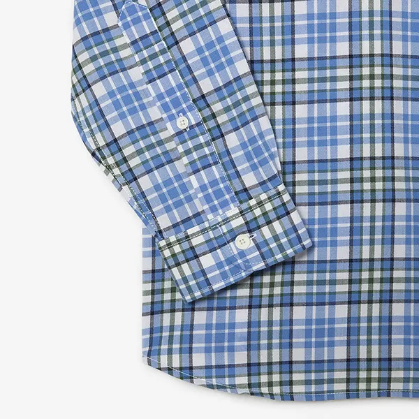 Áo Sơ Mi Nam Lacoste Lacoste Organic Cotton Regular Fit Checked Shirt CH0174-53G FYF Màu Xanh Kẻ Size 38