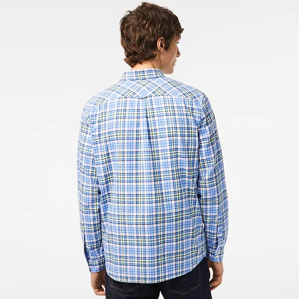 Áo Sơ Mi Nam Lacoste Lacoste Organic Cotton Regular Fit Checked Shirt CH0174-53G FYF Màu Xanh Kẻ Size 38