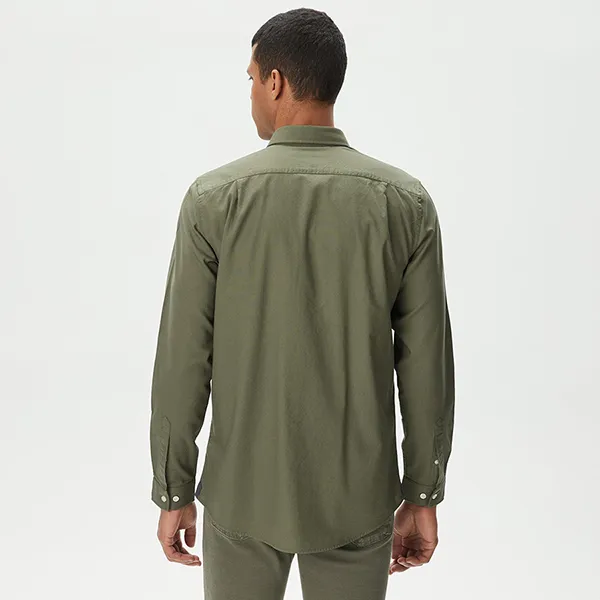 Áo Sơ Mi Nam Lacoste Men's Slim Fit Button-Down Collar Khaki Shirt CH0338.316 Màu Xanh Kaki Size 38