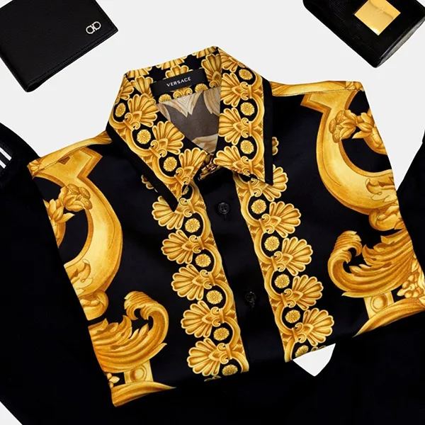 Áo Sơ Mi Nam Versace Baroque Logo Printed 1010103 1A10490 5B000 Màu Đen Vàng Size 46 - Thời trang - Vua Hàng Hiệu