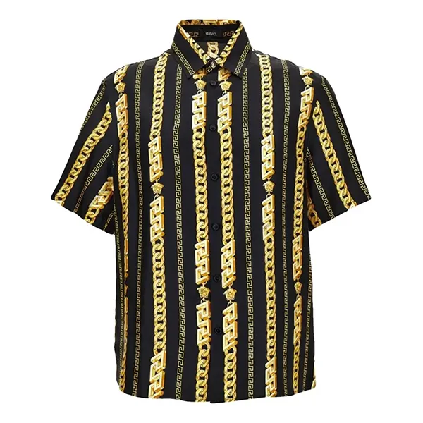 Áo Sơ Mi Nam Versace Black With Pattern Printed Màu Vàng Đen Size 46 - Thời trang - Vua Hàng Hiệu