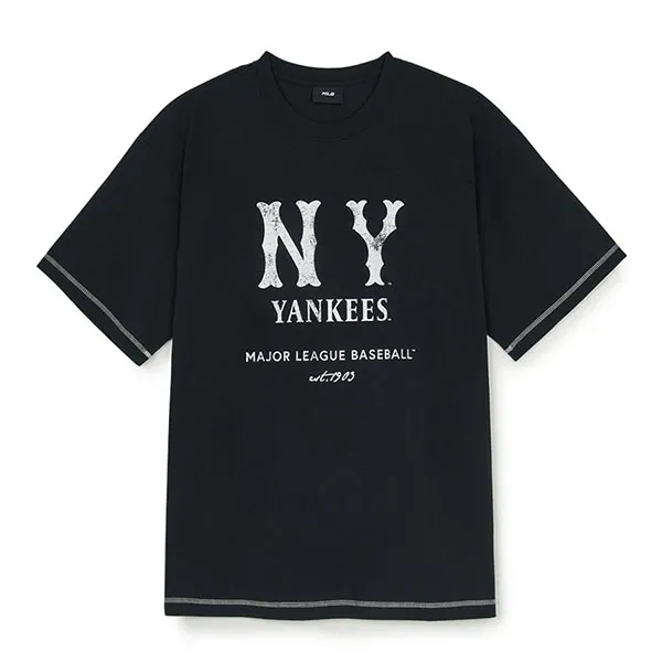 Áo Thun MLB Basic Coopers Logo Mega Overfit Functional Short Sleeve T-Shirt New York Yankees 3ATSB1153-50BKS Màu Đen - Thời trang - Vua Hàng Hiệu