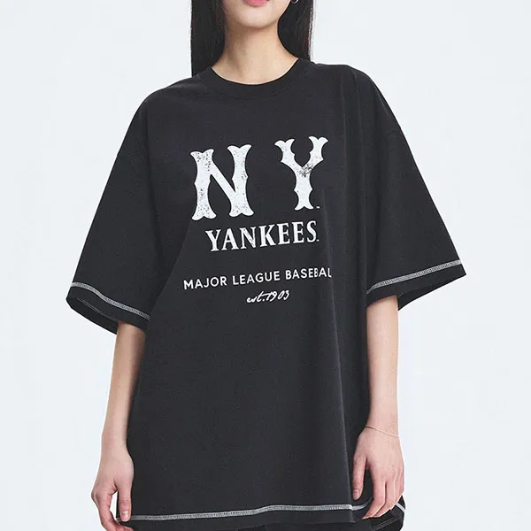Áo Thun MLB Basic Coopers Logo Mega Overfit Functional Short Sleeve T-Shirt New York Yankees 3ATSB1153-50BKS Màu Đen - Thời trang - Vua Hàng Hiệu