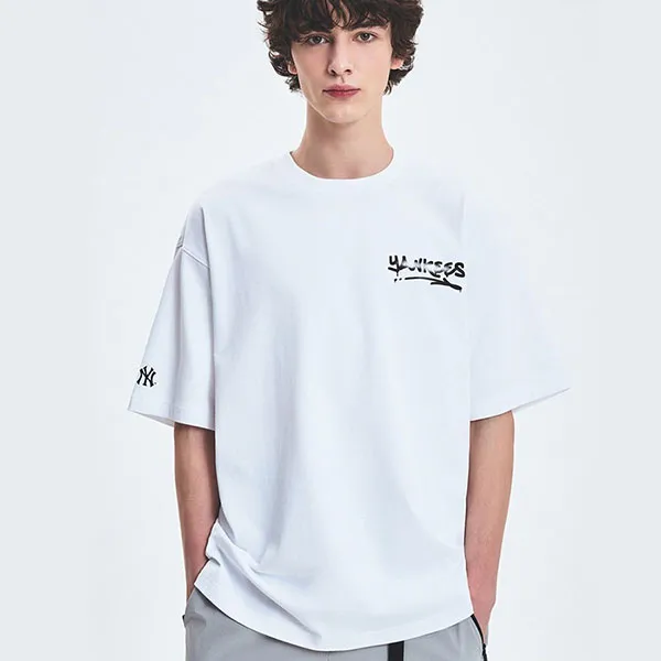 Áo Thun MLB Basic Heavyweight Mega Overfit Short Sleeve New York Yankees T-Shirt 3ATSB4053-50WHS Màu Trắng Size S