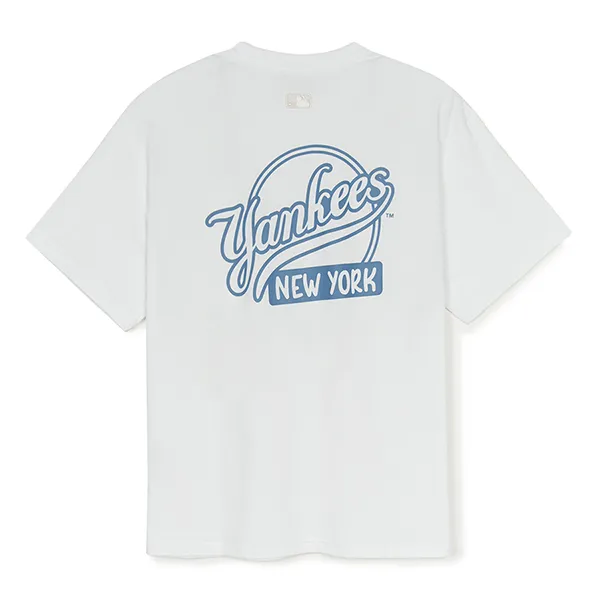 Áo Thun MLB Basic Street Cursive Over Fit T-Shirt New York Yankees 3ATSB5353-50WHS Màu Trắng