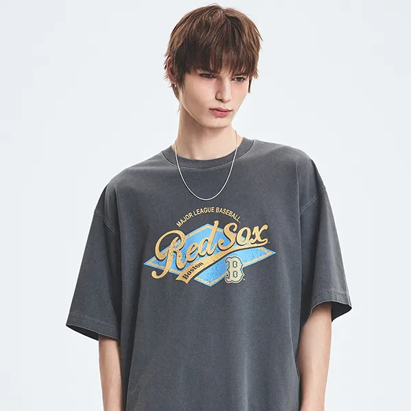 Áo Thun MLB Varsity Vintage Washing Graphic Mega Overfit T-Shirt Boston Red Sox 3ATSV0753-43CGD Màu Xám Size S