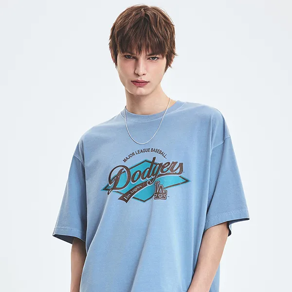 Áo Thun MLB Varsity Vintage Washing Graphic Mega Overfit T-Shirt LA Dodgers 3ATSV0753-07INL Màu Xanh Chàm