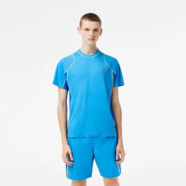 Áo Thun Nam Lacoste Men's Abrasion-Resistant Tennis T-Shirt TH5198 53G CDD Màu Xanh Da Trời Size 4