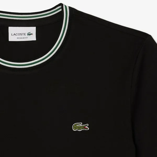 Áo Thun Nam Lacoste Men's Regular Fit Ribbed Collar Cotton Tshirt TH9903 031 Màu Đen Size 3 - Thời trang - Vua Hàng Hiệu
