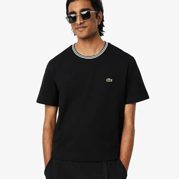 Áo Thun Nam Lacoste Men's Regular Fit Ribbed Collar Cotton Tshirt TH9903 031 Màu Đen Size 3 - Thời trang - Vua Hàng Hiệu