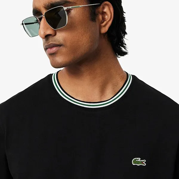 Áo Thun Nam Lacoste Men's Regular Fit Ribbed Collar Cotton Tshirt TH9903 031 Màu Đen Size 3 - Thời trang - Vua Hàng Hiệu