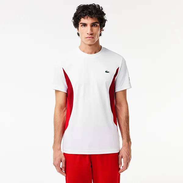 Áo Thun Nam Lacoste Mens x Novak Djokovic TH7539 001 Tshirt Màu Trắng Size 3