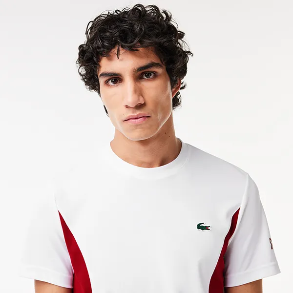 Áo Thun Nam Lacoste Mens x Novak Djokovic TH7539 001 Tshirt Màu Trắng Size 3