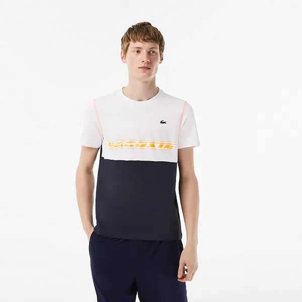 Áo Thun Nam Lacoste Tennis x Daniil Medvedev Jersey T-Shirt TH5197 53G WYI Màu Trắng - Xanh Size 3