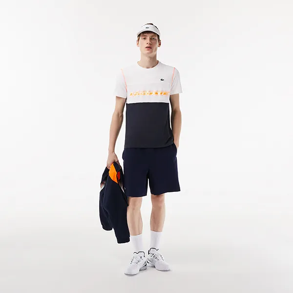 Áo Thun Nam Lacoste Tennis x Daniil Medvedev Jersey T-Shirt TH5197 53G WYI Màu Trắng - Xanh Size 3