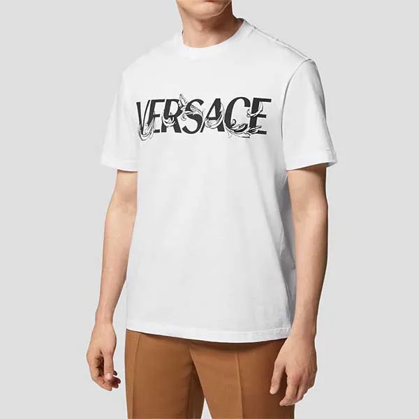 Áo Thun Nam Versace White Barocco Logo Printed Tshirt 1006974 1A04949 Màu Trắng Size M - Thời trang - Vua Hàng Hiệu