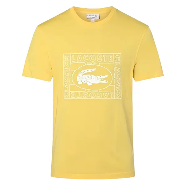 Áo Thun Nữ Lacoste Regular Fit T-Shirt Logo Print Màu Vàng Size 4