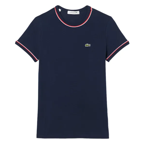 Áo Thun Nữ Lacoste Women's Contrast Accent Jersey T-Shirt TF0347 51 GWI Màu Xanh Navy Size 36