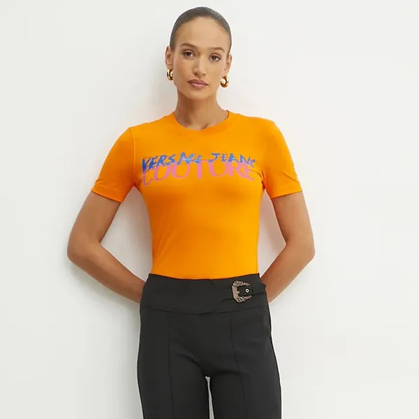 Áo Thun Nữ Versace Jeans Couture T-Shirt 78HAHE06 CJ02E 565 Màu Vàng Cam Size XS - Thời trang - Vua Hàng Hiệu