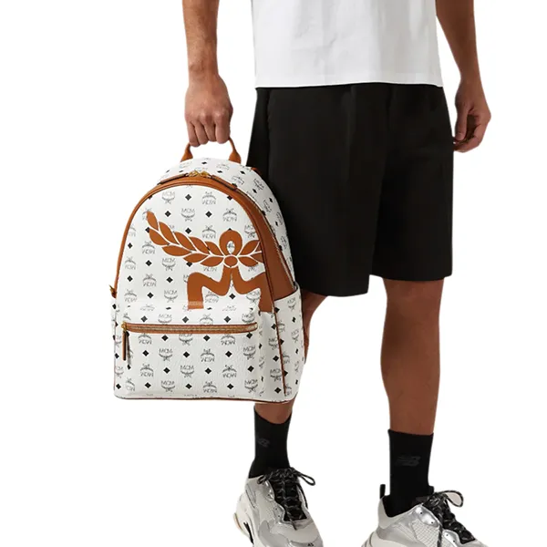 Balo MCM Backpack 11 Medium Màu Trắng Nâu - Túi xách - Vua Hàng Hiệu