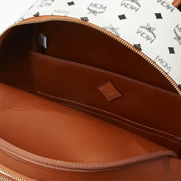 Balo MCM Backpack 11 Medium Màu Trắng Nâu - Túi xách - Vua Hàng Hiệu