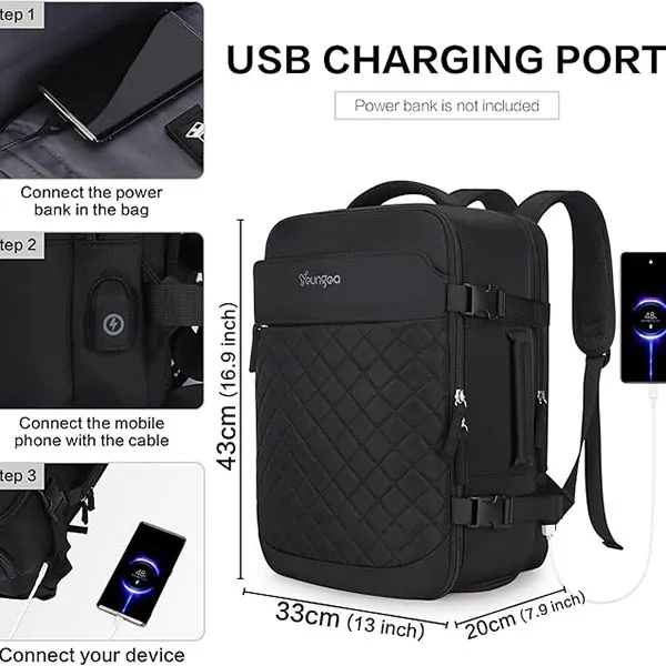 Balo Unisex Youngoa Travel Backpack Suitcase - Black Màu Đen - Túi xách - Vua Hàng Hiệu