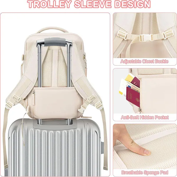 Balo Unisex Youngoa Travel Backpack Suitcase - Pink Màu Hồng - Túi xách - Vua Hàng Hiệu