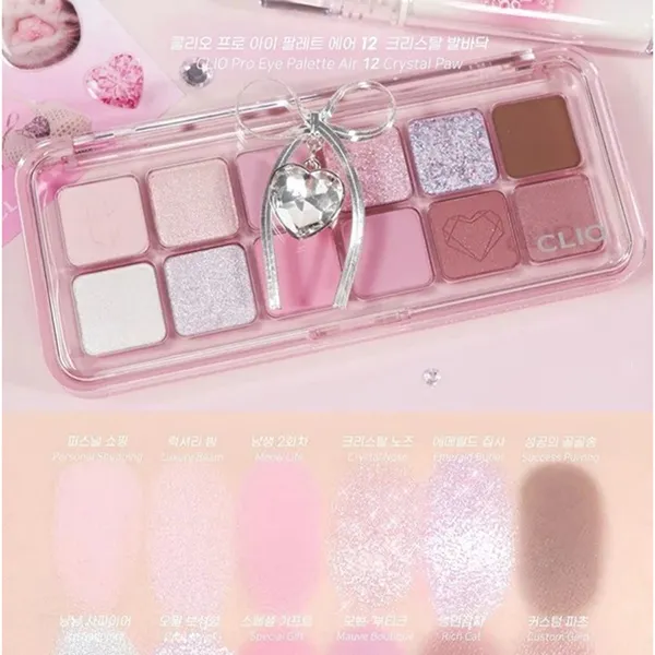 Bảng Phấn Mắt Clio 12 Ô Pro Eye Palette Air Tone 12-Crystal Paw, 7.2g