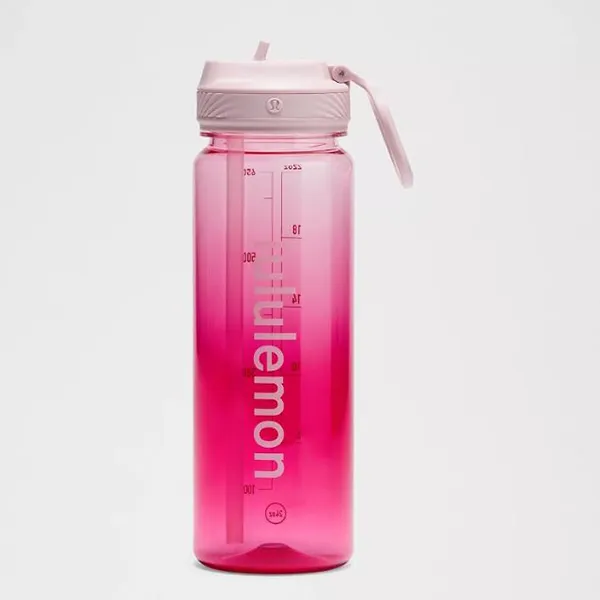 Bình Nước Lululemon Water Bottle Back To Life Clear Bottle Straw Lid Pink Organza/ Passionate/Pink Haze Màu Hồng 710ml - Cốc - Vua Hàng Hiệu