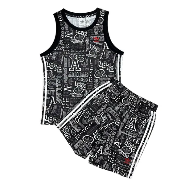Bộ Quần Áo Cộc Tay Nam Adidas Sticker Màu Đen Size XS (Form Âu)
