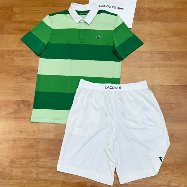Bộ Quần Áo Cộc Tay Nam Lacoste Men's Sport GH6961 / DH0872 Màu Trắng/Xanh Size 3