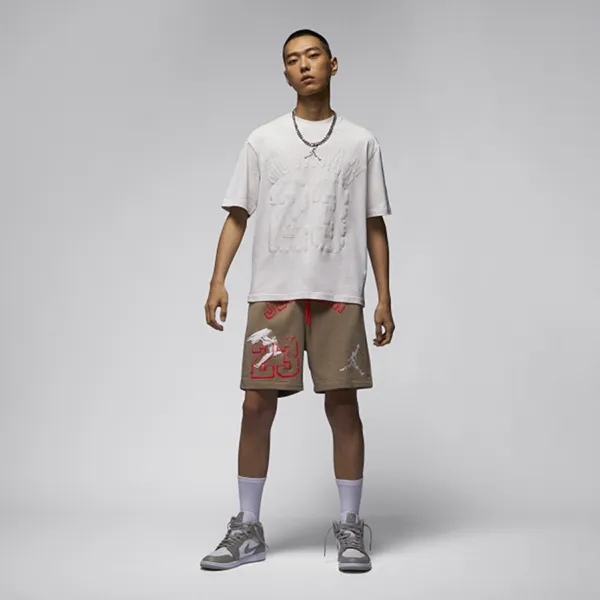 Bộ Quần Áo Cộc Tay Nam Nike Air Jordan HJ6542/HJ6543 Màu Trắng/Nâu Size L (Form Á)