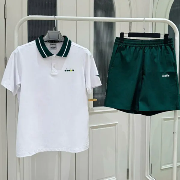 Bộ Thể Thao Nam Diadora Logo Seersucker Half Pants Màu Trắng Xanh Size S (Form Âu) - Thời trang - Vua Hàng Hiệu