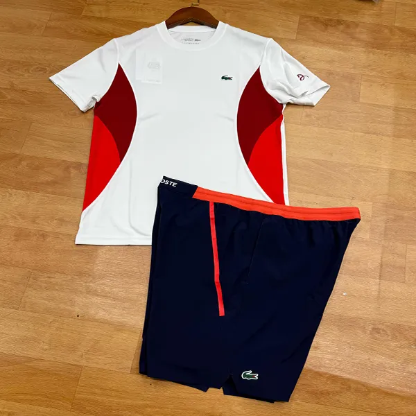 Bộ Thể Thao Nam Lacoste Novak Djokovic Regular Fit TH7539 001/GH5219 166 Màu Trắng Xanh Navy Size 5