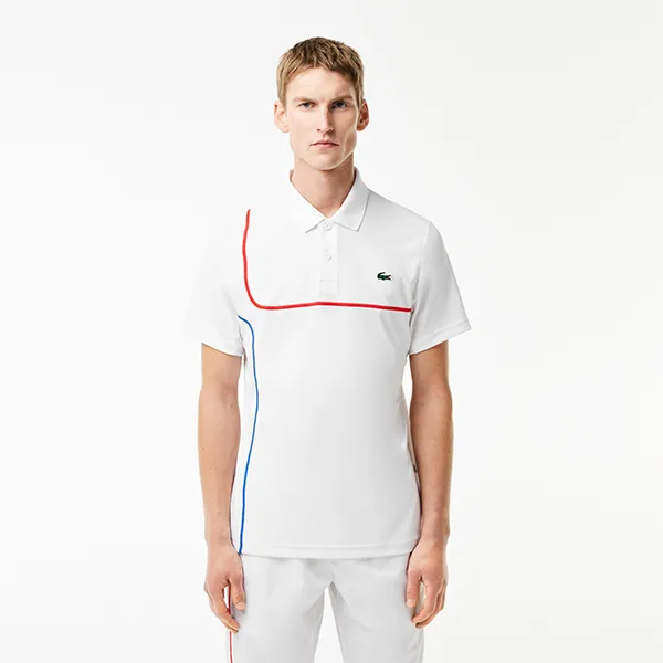Bộ Thể Thao Nam Lacoste Regular Fit Ultra Dry Piqué Tennis/Pickleball DH7362 800/GH7460 BZD Màu Trắng Đỏ Size 6 - Pickleball - Vua Hàng Hiệu